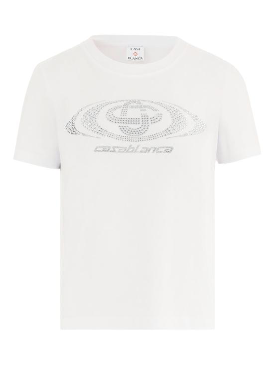 26SS 카사블랑카 반팔 티셔츠 WSP26JTS02004 CRYSTAL WARPED LOGO