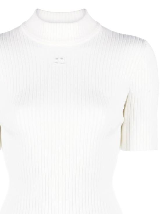 26SS 쿠레쥬 리에디션 니트 탑 숏슬리브 PERMPU026FI0001 HERITAGE WHITE - COURREGES