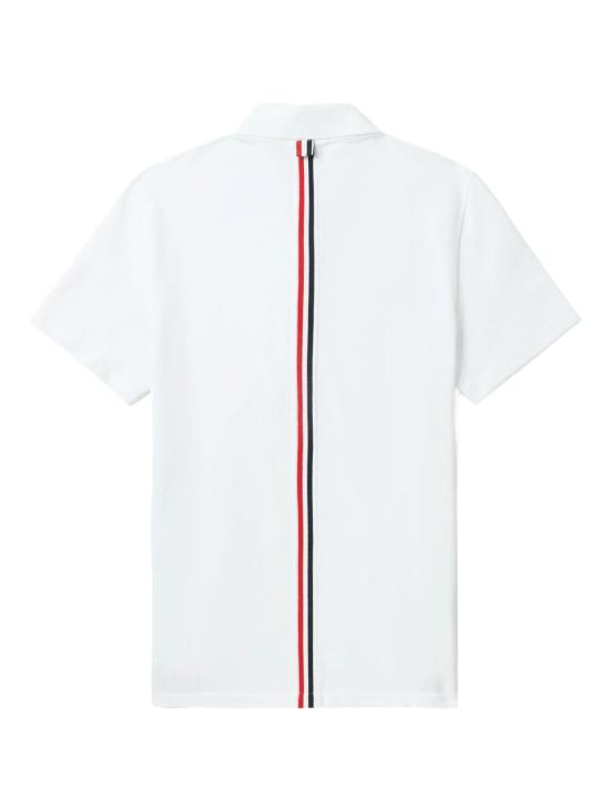 26SS 톰브라운 클래식 피케 스트라이프 릴렉스드 폴로 티셔츠 MJP042A 00050100 White - THOM BROWNE