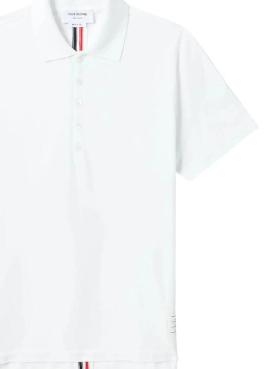 26SS 톰브라운 클래식 피케 스트라이프 릴렉스드 폴로 티셔츠 MJP042A 00050100 White - THOM BROWNE
