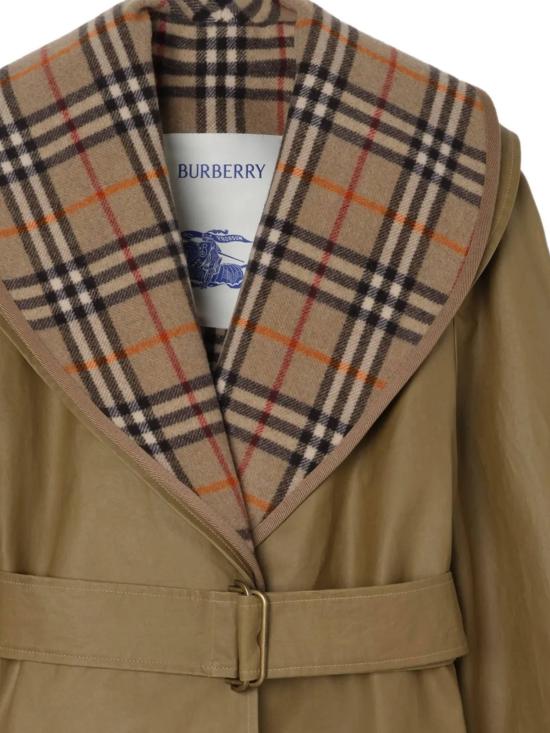 26SS 버버리 크롭 코튼 자켓 체크 워머 8119106 X LICHEN BEIGE - BURBERRY