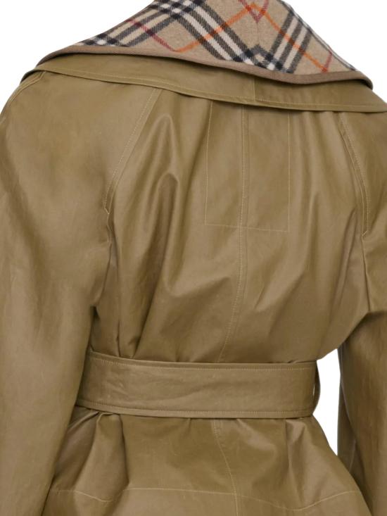 26SS 버버리 크롭 코튼 자켓 체크 워머 8119106 X LICHEN BEIGE - BURBERRY