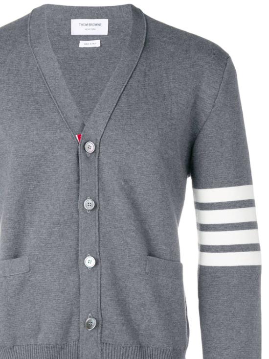 26SS 톰브라운 코튼 밀라노 스티치 4바 V넥 가디건 MKC171A 00219035 Med grey - THOM BROWNE