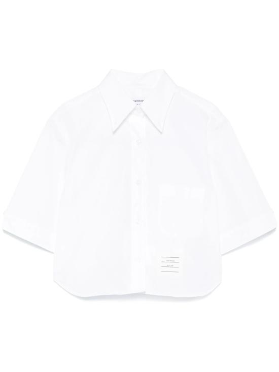 26SS 톰브라운 옥스포드 크롭 숏 슬리브 셔츠 FLL205A F0313100 White