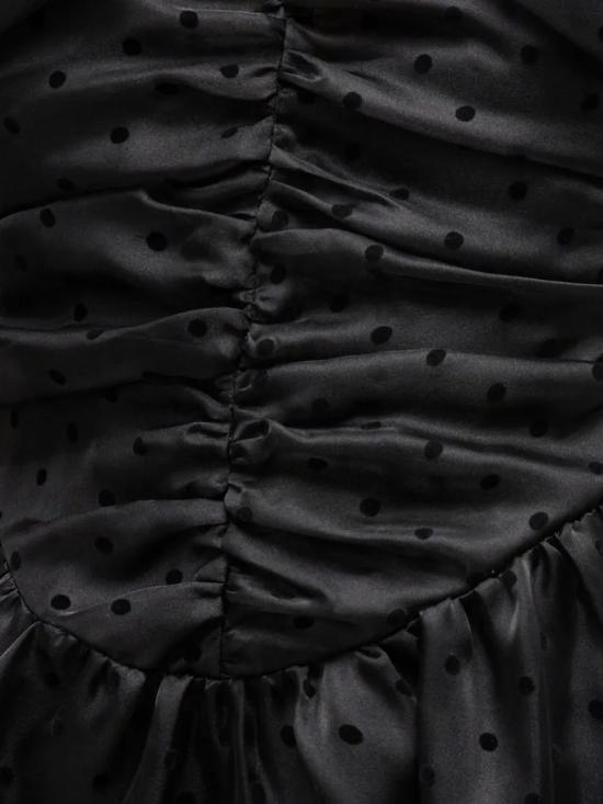 26SS 가니 프린티드 텍스쳐 오간다 롱 러치드 드레스 A1030107 099 Black - GANNI