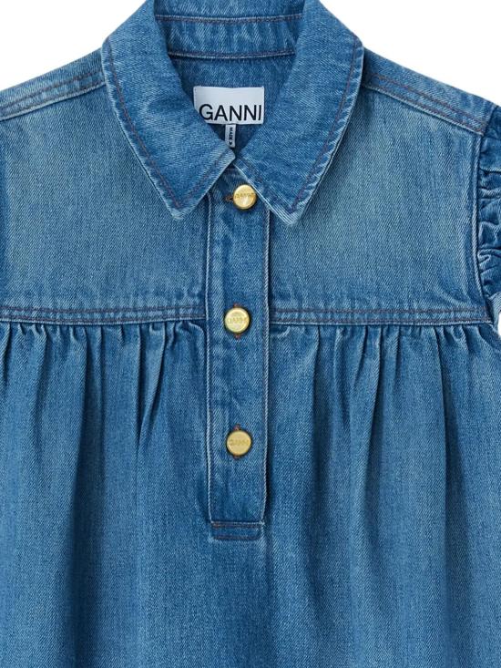 26SS 가니 데님 러플 탑 A1040047 091 TINT WASH - GANNI