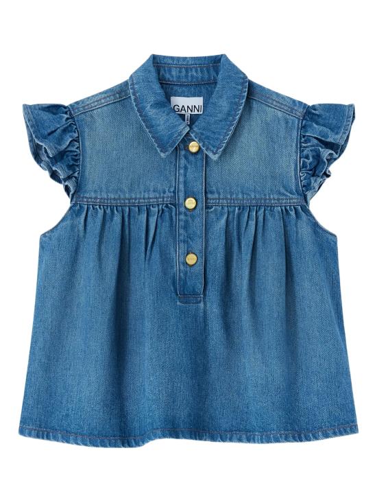 26SS 가니 데님 러플 탑 A1040047 091 TINT WASH