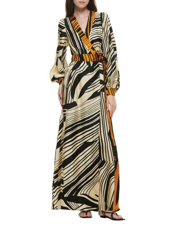 26SS 라쿠엘 디니즈 롱 원피스 5L03177 00701 IVORY BLACK TANGERINE - RAQUEL DINIZ