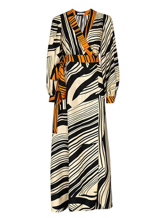 26SS 라쿠엘 디니즈 롱 원피스 5L03177 00701 IVORY BLACK TANGERINE