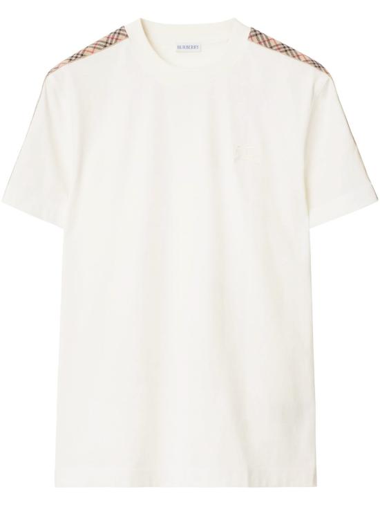 26SS 버버리 체크 트리밍 코튼 티셔츠 8106246 X Chalk