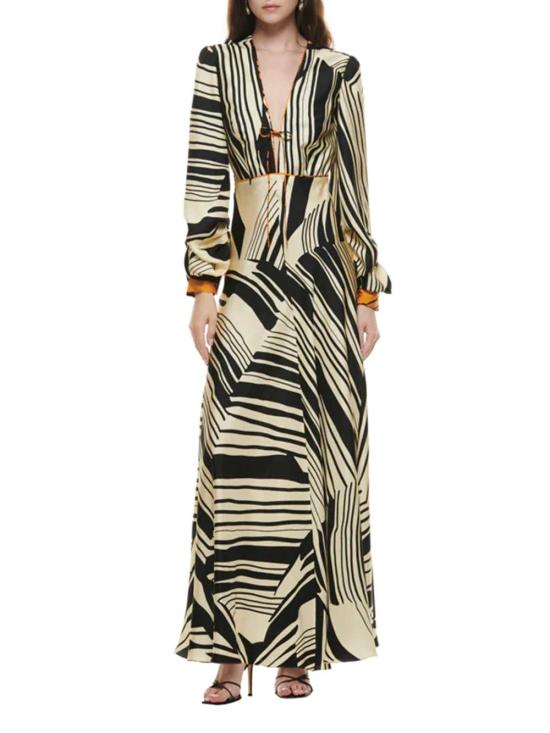 26SS 라쿠엘 디니즈 미디 원피스 5L03077 00701 IVORY BLACK TANGERINE - RAQUEL DINIZ