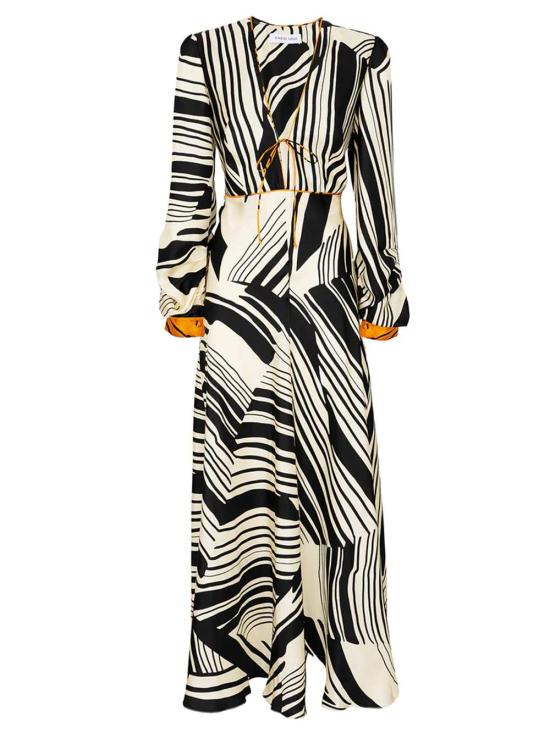 26SS 라쿠엘 디니즈 미디 원피스 5L03077 00701 IVORY BLACK TANGERINE