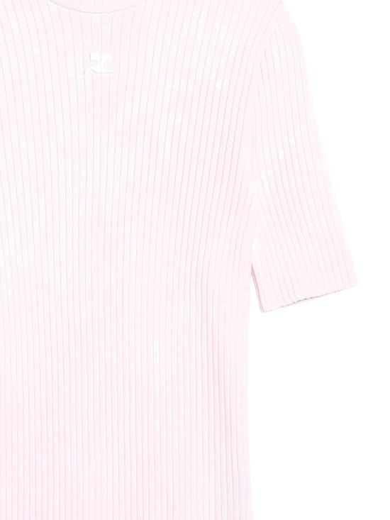 26SS 쿠레쥬 리에디션 니트 탑 숏슬리브 PERMPU026FI0001 5009 Pale pink - COURREGES
