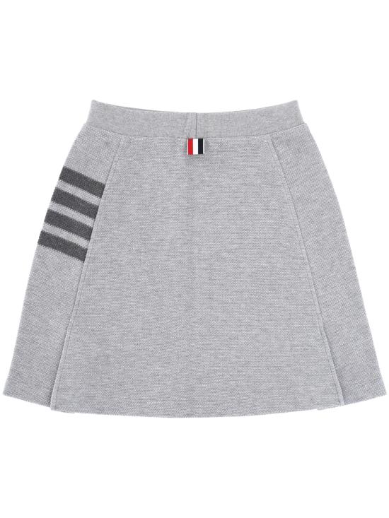 26SS 톰브라운 텍스처드 피케 4바 박스 플리츠 미니 스커트 FJK146A J0248050 Pale grey - THOM BROWNE