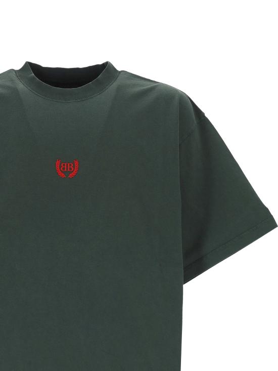 26SS 발렌시아가 로렐 클래식 티셔츠 764235 TSVC93044 DARK GREEN RED - BALENCIAGA