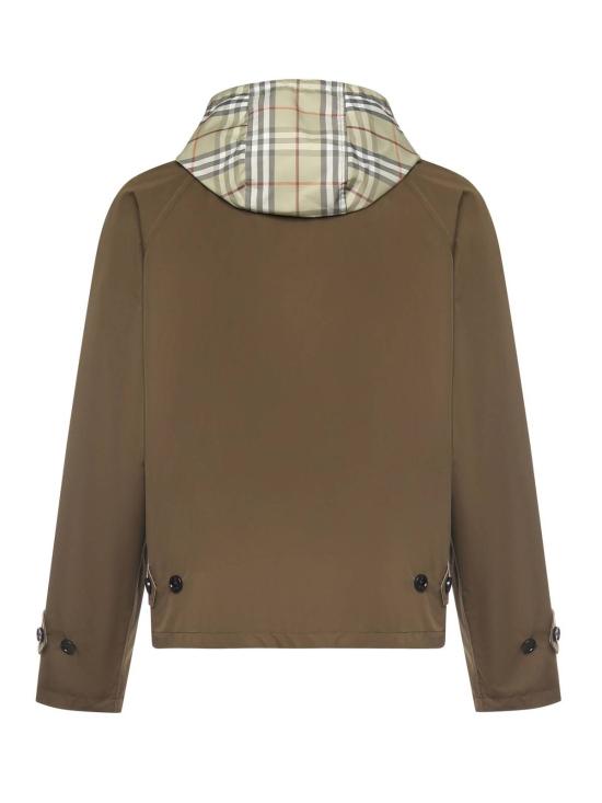  버버리 자켓 리버서블 체크 코튼 재킷, 마시 그린 색상 - BURBERRY