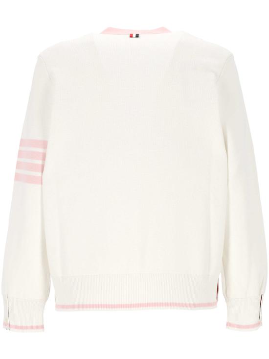 26SS 톰브라운 코튼 밀라노 스티치 4바 V넥 가디건 MKC171D 00219100 White - THOM BROWNE