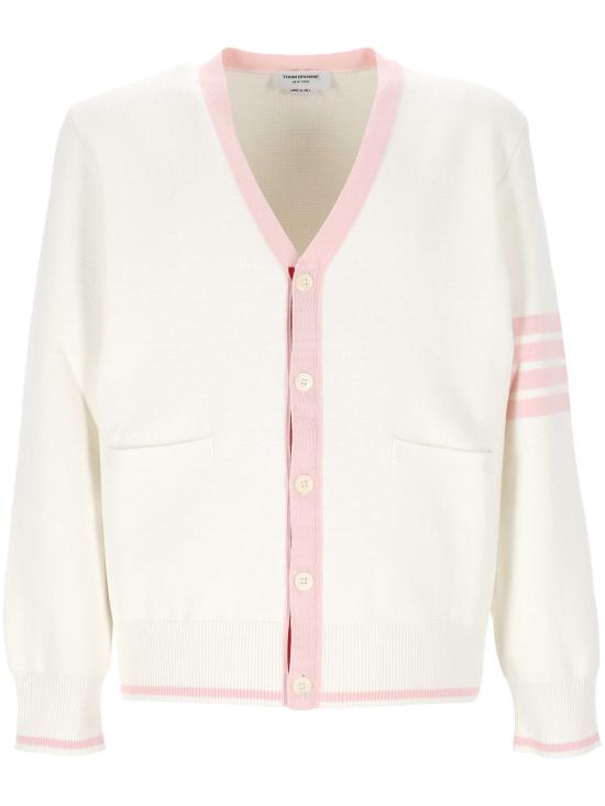 26SS 톰브라운 코튼 밀라노 스티치 4바 V넥 가디건 MKC171D 00219100 White