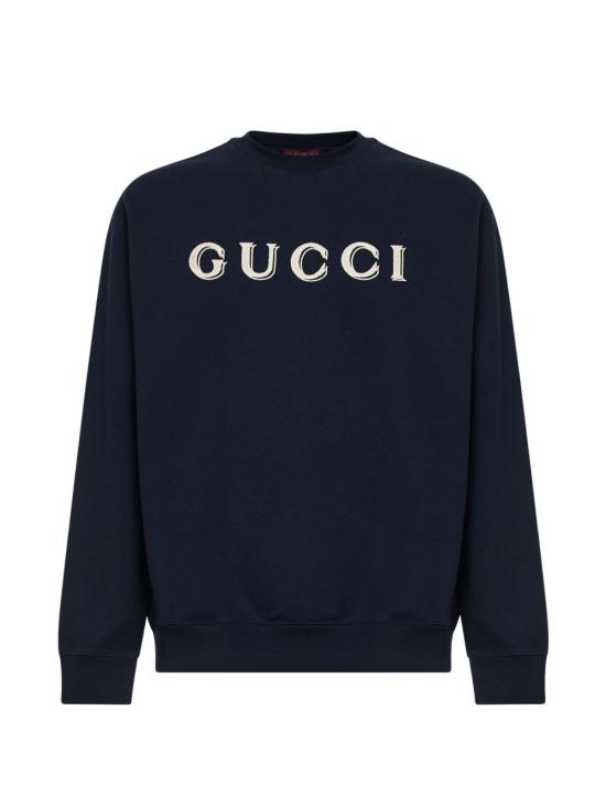 26SS 구찌 자수 코튼 저지 스웨트셔츠 854224 XJHNA4794 BLUE NAVY MIX