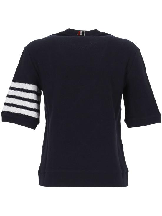 26SS 톰브라운 텍스처드 코튼 피케 4바 티셔츠 FJS222A J0248415 Blue - THOM BROWNE