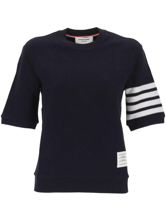 26SS 톰브라운 텍스처드 코튼 피케 4바 티셔츠 FJS222A J0248415 Blue