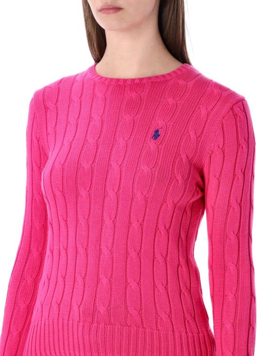 26SS 폴로 랄프로렌 포니 로고 피마코튼 케이블 니트 스웨터 211971869 508 Fuchsia - POLO RALPH LAUREN