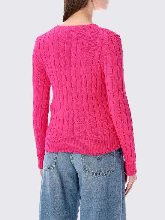 26SS 폴로 랄프로렌 포니 로고 피마코튼 케이블 니트 스웨터 211971869 508 Fuchsia - POLO RALPH LAUREN