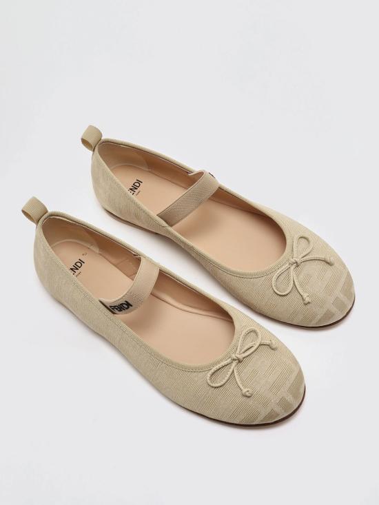 26SS [키즈] 펜디 플랫 슈즈 JFR376AOTC F1R7I Beige - FENDI