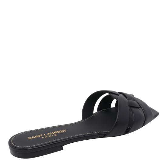 26SS 생로랑 스무스 레더 트리뷰트 플랫 뮬 571952 BDA001000 Black - SAINT LAURENT
