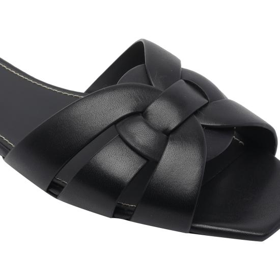 26SS 생로랑 스무스 레더 트리뷰트 플랫 뮬 571952 BDA001000 Black - SAINT LAURENT