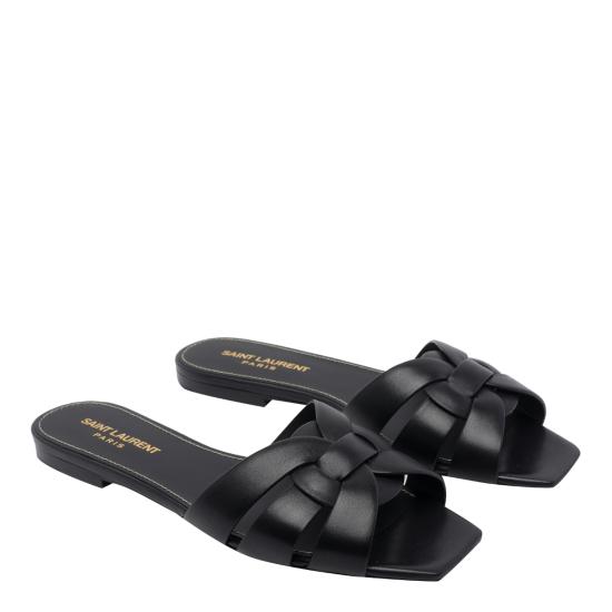 26SS 생로랑 스무스 레더 트리뷰트 플랫 뮬 571952 BDA001000 Black - SAINT LAURENT