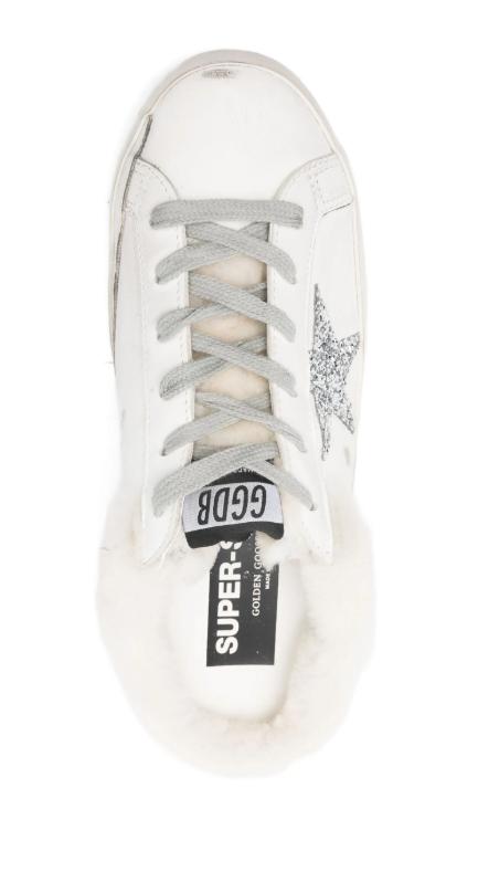 26SS 골든구스 슈퍼스타 사봇 시어링 라이닝 글리터 스타 스니커즈 뮬 GWF00110F007126 10224 WHITE SILVER BEIGE - GOLDEN GOOSE