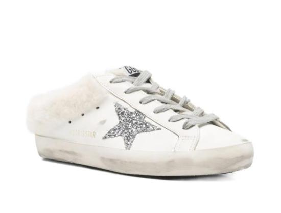 26SS 골든구스 슈퍼스타 사봇 시어링 라이닝 글리터 스타 스니커즈 뮬 GWF00110F007126 10224 WHITE SILVER BEIGE - GOLDEN GOOSE