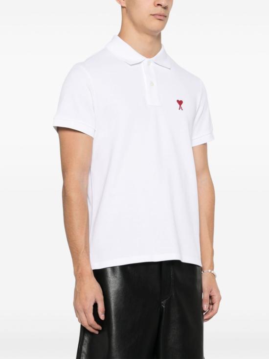 26SS 아미 스몰 하트 로고 폴로 셔츠 BFUPL001D760100 WHITE - AMI