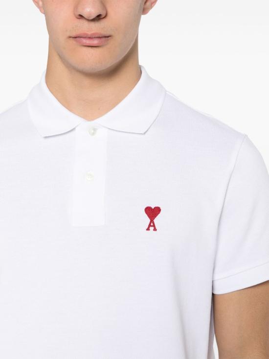 26SS 아미 스몰 하트 로고 폴로 셔츠 BFUPL001D760100 WHITE - AMI