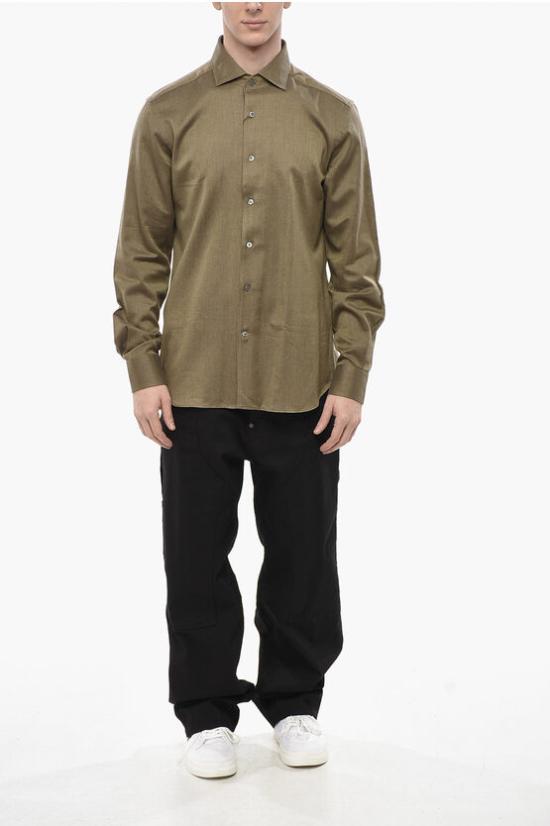  꼬르넬리아니 긴팔 셔츠 84P166 9811515 051 Green - CORNELIANI