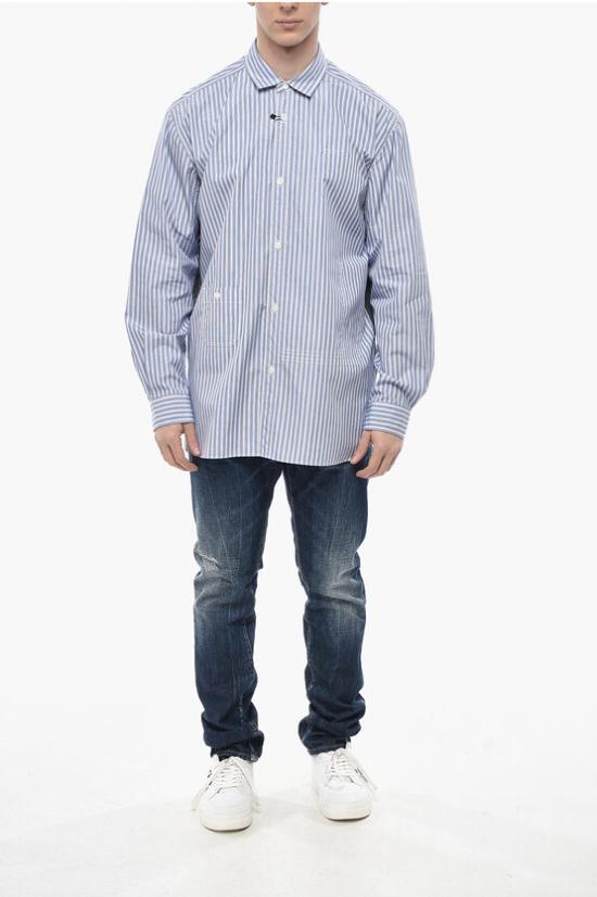  준야 와타나베 꼼데가르송 긴팔 셔츠 WNB010051NVYWHTXDRK Blue - JUNYA WATANABE COMME DES GARCONS