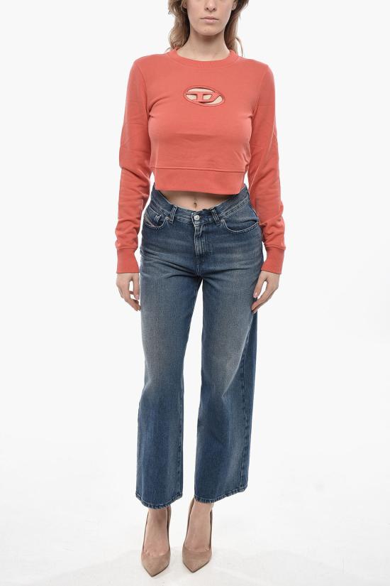  디젤 F 슬리미 Od 컷아웃 로고 크롭 스웨트셔츠 A09931 0GRAC 45C Red - DIESEL