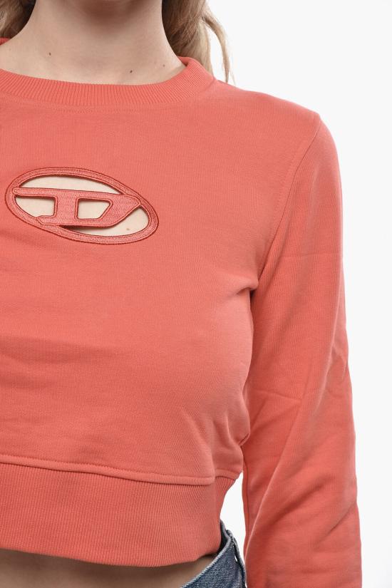  디젤 F 슬리미 Od 컷아웃 로고 크롭 스웨트셔츠 A09931 0GRAC 45C Red - DIESEL