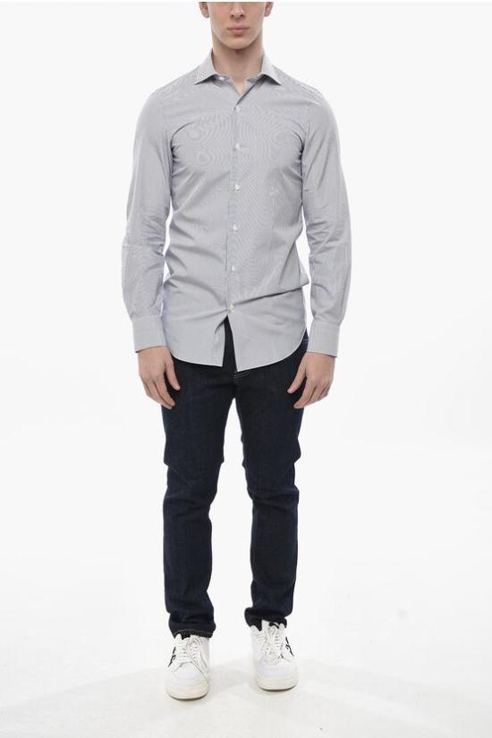  피나모레 긴팔 셔츠 C0028 MILANO 03 Blue - FINAMORE