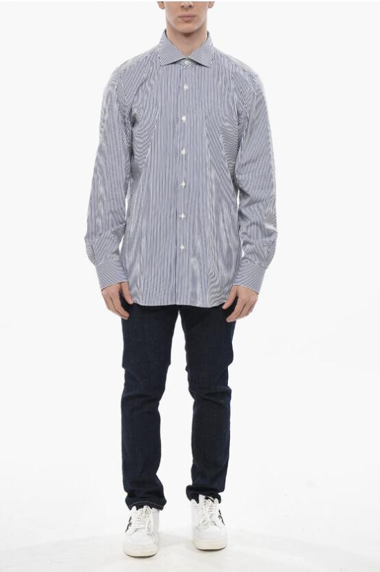  피나모레 긴팔 셔츠 C0288 MILANO 02 Blue - FINAMORE