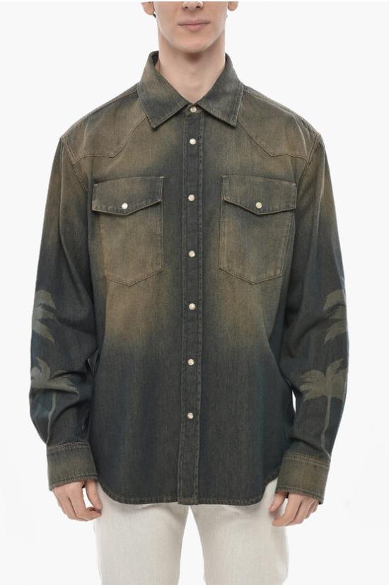  팜앤젤스 데님 셔츠 PMYD019S25DEN0016009 Brown