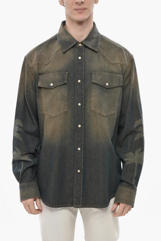  팜앤젤스 데님 셔츠 PMYD019S25DEN0016009 Brown