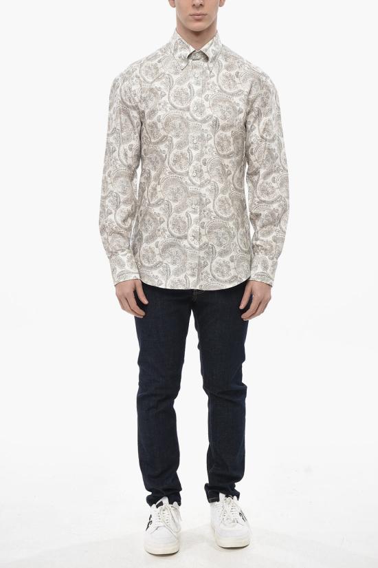  브루넬로 쿠치넬리 긴팔 셔츠 MM6571716 TM657 C001 Beige - BRUNELLO CUCINELLI