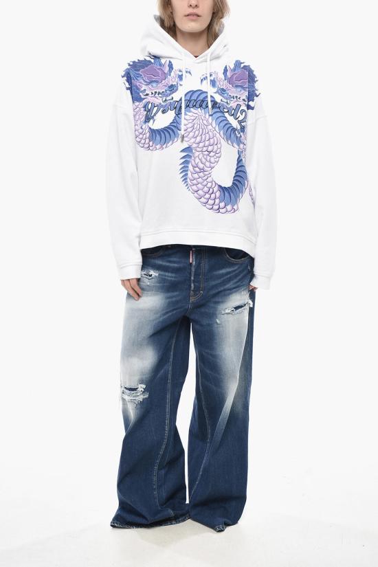  디스퀘어드2 후드 티셔츠 S75GU0523 S25551 100 White - DSQUARED2