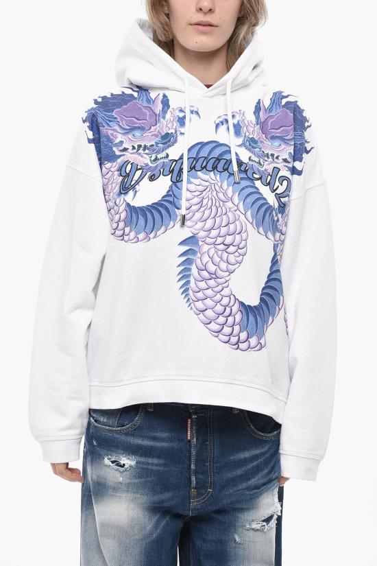  디스퀘어드2 후드 티셔츠 S75GU0523 S25551 100 White
