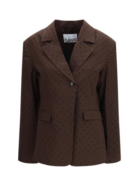 26SS 가니 싱글 브레스티드 폴카 도트 블레이저 A1020020 979 BROWN