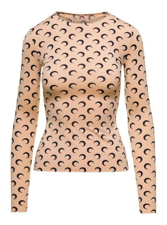 26SS 마린세르 크레센트 문 프린트 긴팔 티셔츠 WTS006ACJER0001TA10 Beige