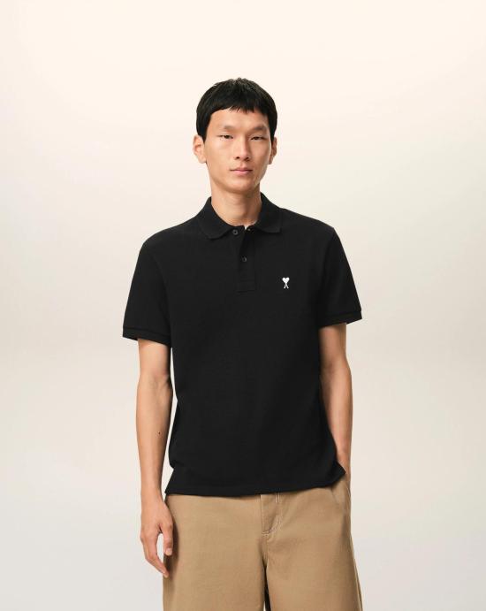 26SS 아미 스몰 하트 로고 폴로 티셔츠 HPL411760 045 Noir blanc creme - AMI