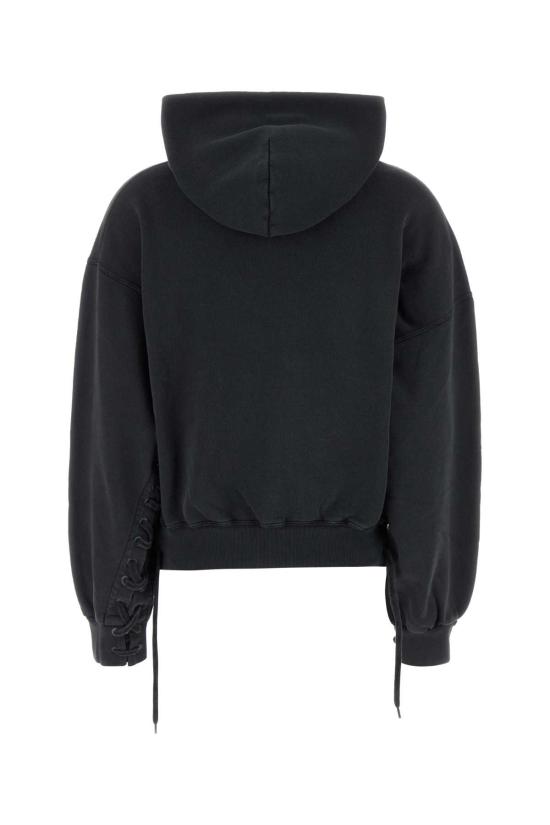 26SS 발렌시아가 루프 스포츠 아이콘 레이스 업 후드집업 858125TTVS2 1041 Black - BALENCIAGA